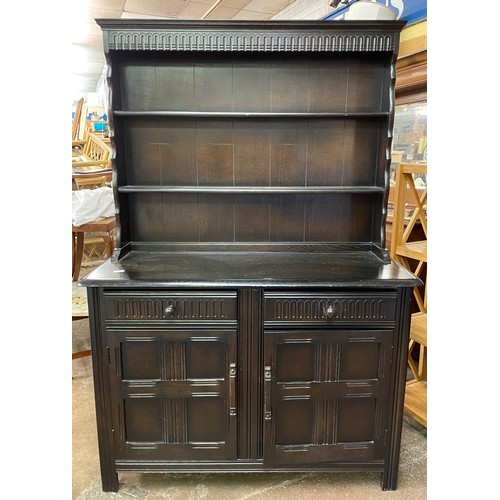 3 - DARK OAK DRESSER WITH PLATE RACK