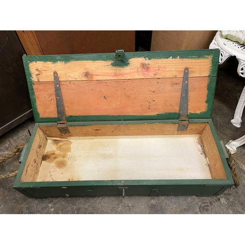 22 - GREEN PAINTED MILITARY AMMUNITION TRUNK