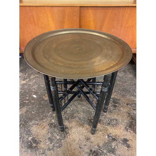 68 - BRASS TRAY TOP EASTERN FOLDING STAND TABLE