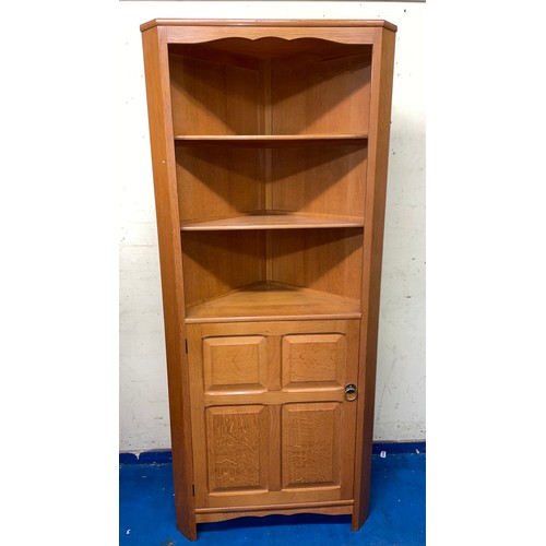 1 - LIGHT OAK CORNER CABINET WITH FIELDED PANEL DOORS