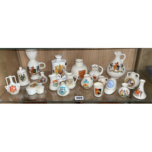 369 - SELECTION OF CRESTED WARE INCLUDING JUGS, VASES, ETC