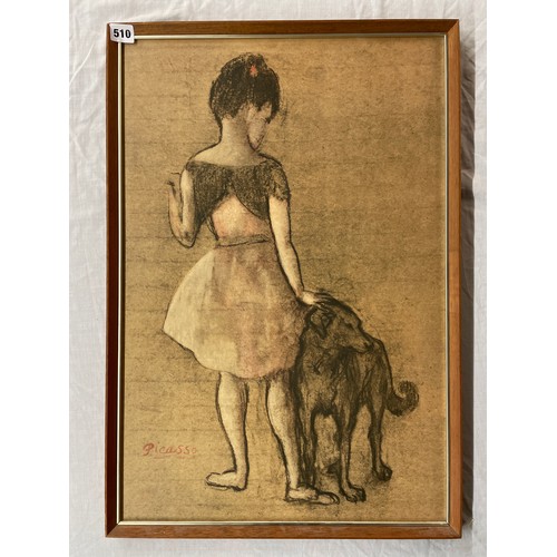 510 - PRINT AFTER PICASSO GIRL WITH DOG, PRINT AFTER HENRY MOORE