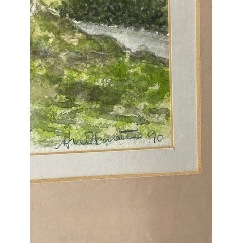 507 - PASTELS ON PAPER JOYCE HOBSON COTTAGE LANDSCAPE, AND WATERCOLOUR OF A WELSH VALLEY LANDSCAPE