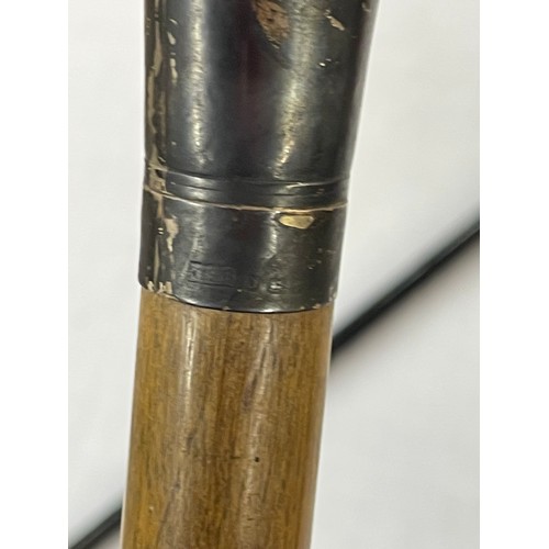 514 - SILVER HANDLED CANE, AND TWO SILVER POMMEL TOP CANES