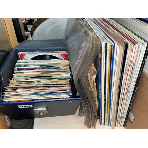 345 - SMALL BOX OF VINYL 45 SINGLES, 78S, AND SOME LPS