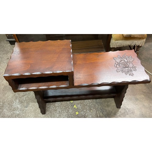 115 - RUSTIC WOODEN TELEPHONE BENCH SEAT