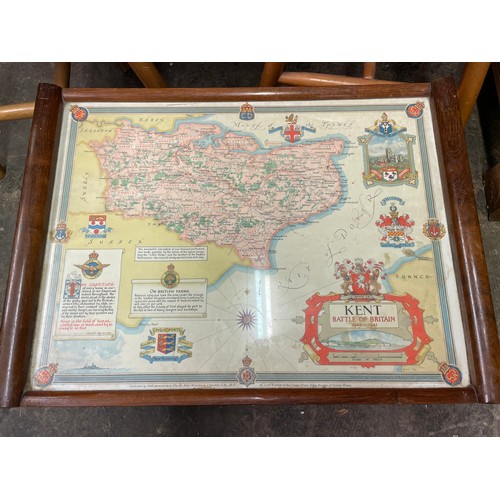 110 - LAP TRAY WITH GLAZED KENT BATTLE OF BRITAIN MAP