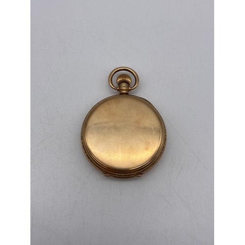 504 - BOXED 9CT GOLD FULL HUNTER CASED POCKET WATCH WITH ENGRAVED MONOGRAM TO FRONT CASE 110.2G OVERALL AP... 