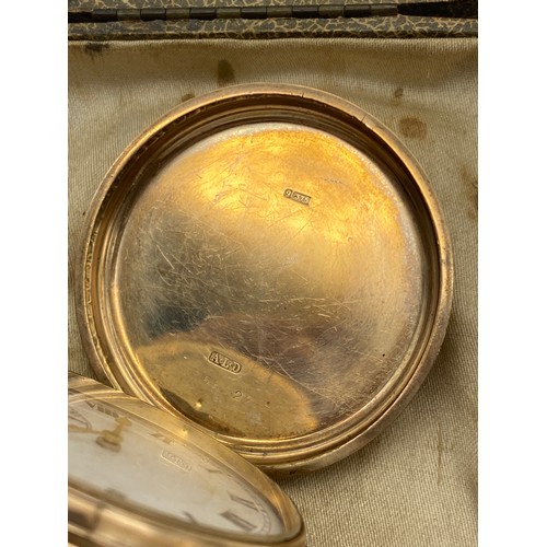 504 - BOXED 9CT GOLD FULL HUNTER CASED POCKET WATCH WITH ENGRAVED MONOGRAM TO FRONT CASE 110.2G OVERALL AP... 