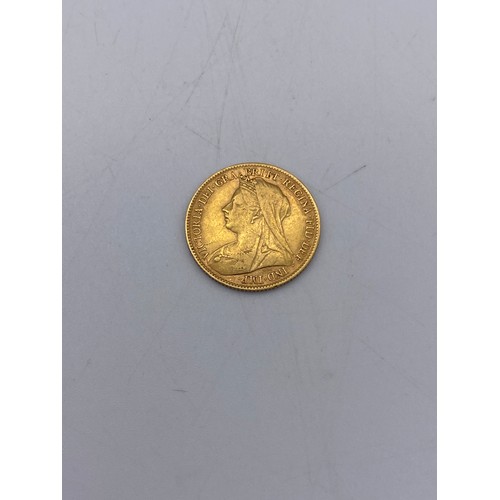 502 - QUEEN VICTORIA VEILED HEAD GOLD HALF SOVEREIGN 1894 4G APPROX