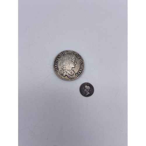 514 - 1687 MAUNDY THREEPENCE, CHARLES II 1672 CROWN