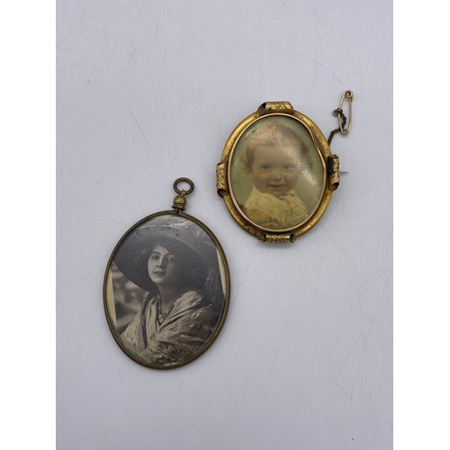 539 - PLATED BELCHER LINK ALBERT CHAIN, PLATED BAR BROOCH, UNMARKED YELLOW METAL MOUNTED PORTRAIT MINIATUR... 