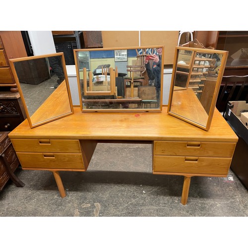 33 - 1970S TRIPLE MIRROR DRESSING TABLE WITH STOOL