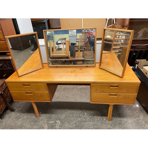 33 - 1970S TRIPLE MIRROR DRESSING TABLE WITH STOOL