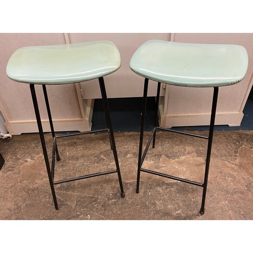 34 - PAIR OF VINTAGE MID CENTURY KITCHEN HIGH STOOLS