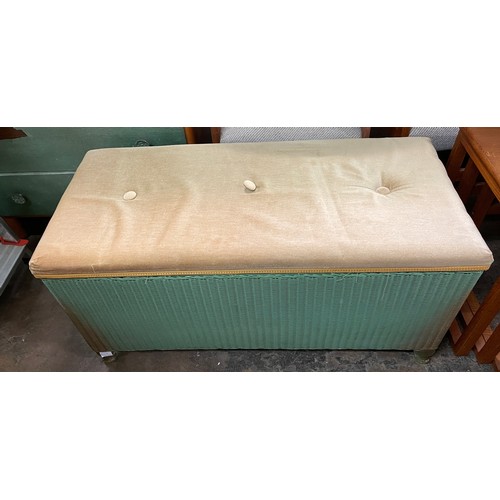 124 - GREEN LLOYD LOOM BLANKET BOX AND LINEN BIN