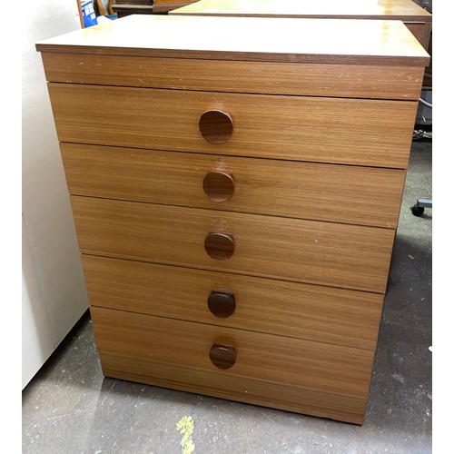 139 - TWO 1970S TEAK LIFT UP TOP VANITY CHESTS OF DRAWERS