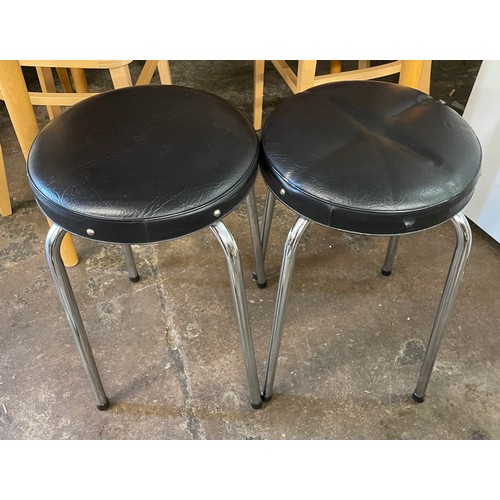 24 - PAIR OF BLACK VINYL CHROMED STOOLS