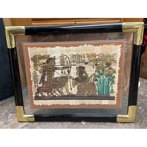 79 - EGYPTIAN PAPYRUS PICTURE IN GLAZED ORNATE FRAME