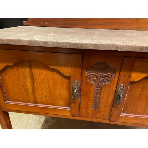 191 - MAHOGANY CARVED WASH STAND WITH MARBLE TOP