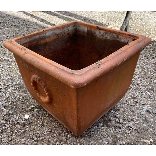 219 - PAIR OF TERRACOTTA SQUARE PLANT POTS AND ONE OTHER