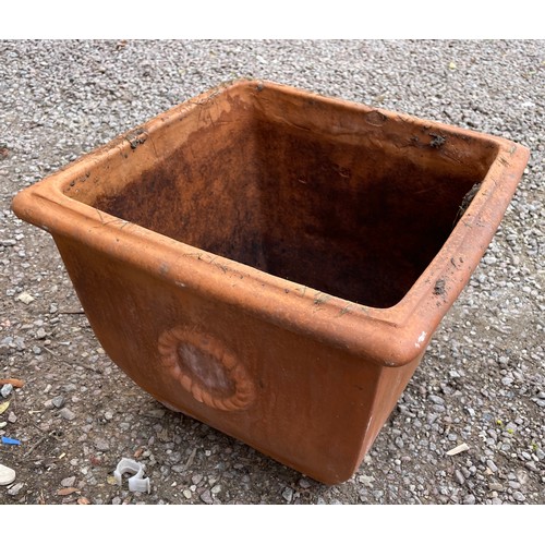 219 - PAIR OF TERRACOTTA SQUARE PLANT POTS AND ONE OTHER