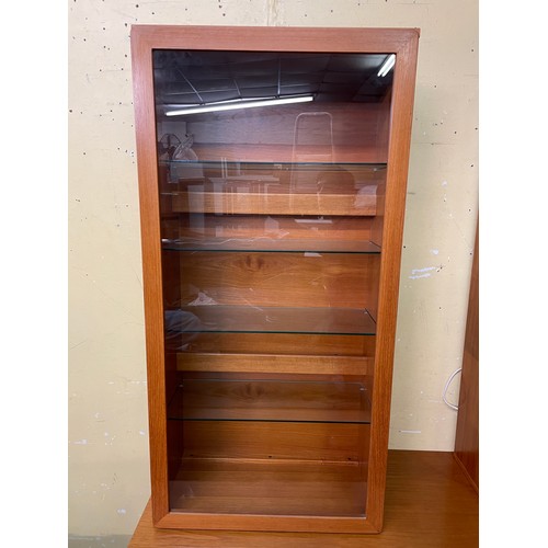 234 - PAIR OF BEAVER AND TAPLEY TEAK GLAZED WALL HANGING DISPLAY UNITS