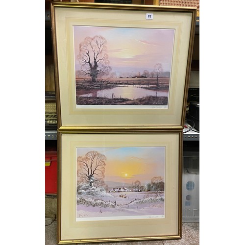 82 - PAIR OF PETER COSSLETT LIMITED EDITION LITHOGRAPHIC PRINTS AUTUMN AND WINTER LANDSCAPES