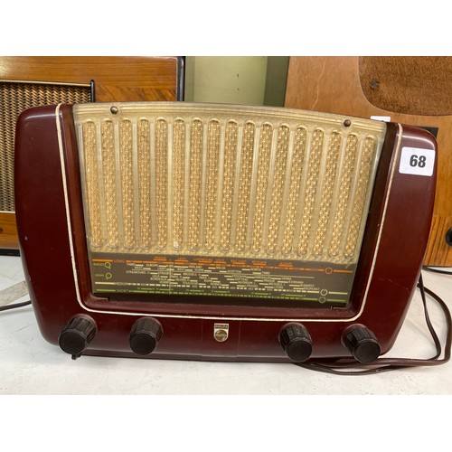 68 - PHILLIPS CHERRY RED PLASTIC CASED RADIO RECEIVER TYPE 431A