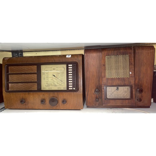 64 - EKCO WALNUT CASED MAINS RADIO RECEIVER AND ONE OTHER