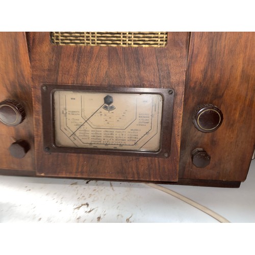 64 - EKCO WALNUT CASED MAINS RADIO RECEIVER AND ONE OTHER