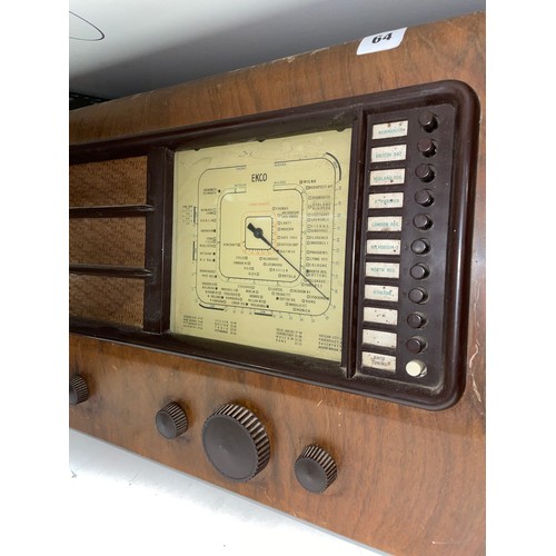 64 - EKCO WALNUT CASED MAINS RADIO RECEIVER AND ONE OTHER