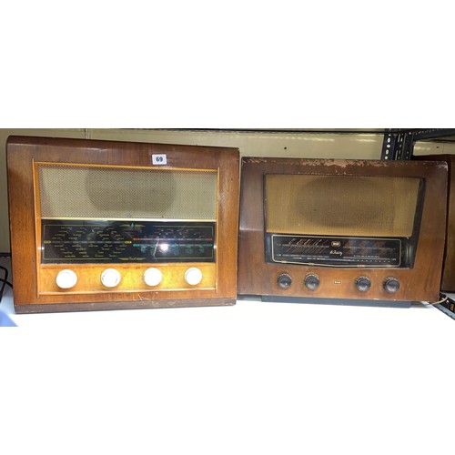 69 - RGD WALNUT CASED HI FIDELITY RADIO RECEIVER AND BUSH RADIO RECEIVER