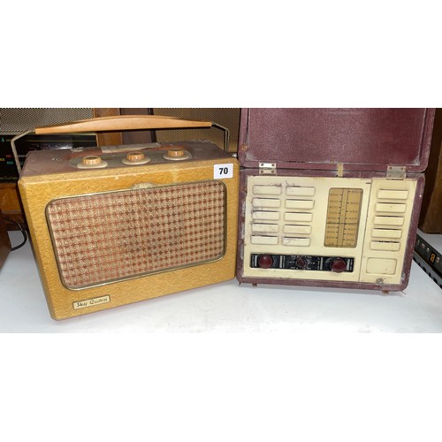 70 - RED CASED PORTABLE RADIO AND A EVER READY SKY QUEEN RADIO