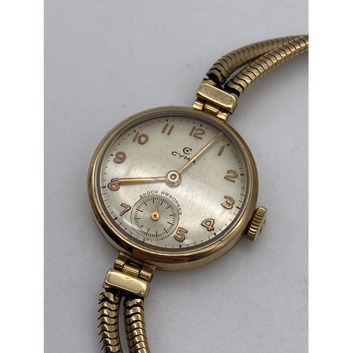 541 - LADIES CYMA ROUND FACED GOLD CASED WRIST WATCH ON TWIN HERRINGBONE STRAP WITH SAFETY CHAIN 11G OVERA... 