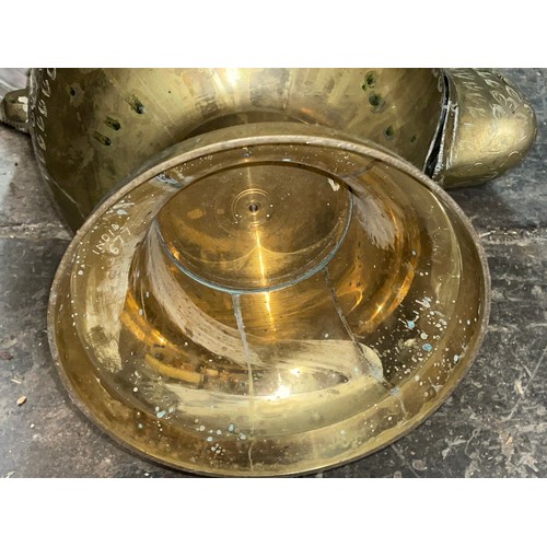 264 - OVERSIZED BRASS ENGRAVED PERSIAN STYLE TEA EWER 146cm APPROX