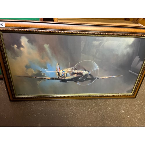 90 - LITHOGRAPHIC PRINT OF SPITFIRE AFTER BARRIE A.F. CLARK