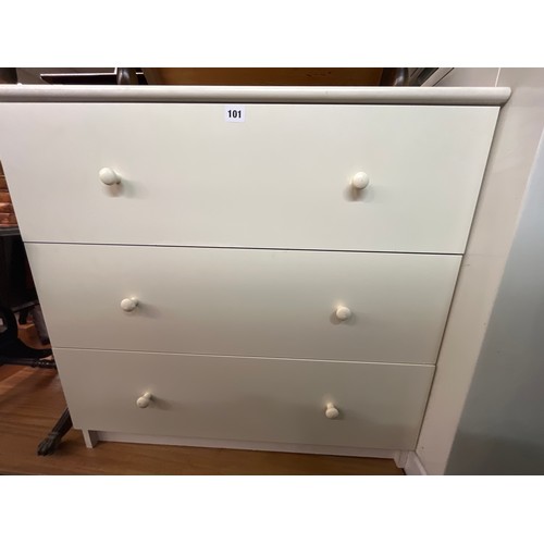 101 - WHITE THREE DRAWER CHEST