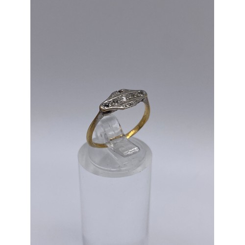 534 - 18CT GOLD AND PLATINUM SET ART DECO RING SET WITH CHIP DIAMONDS ONE STONE MISSING SIZE J 1.5G APPROX