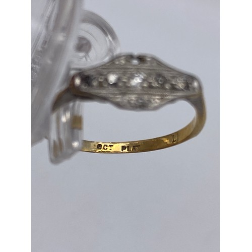 534 - 18CT GOLD AND PLATINUM SET ART DECO RING SET WITH CHIP DIAMONDS ONE STONE MISSING SIZE J 1.5G APPROX