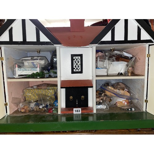 183 - TUDOR STYLE DOLLS HOUSE WITH FURNISHINGS AND ACCESSORIES