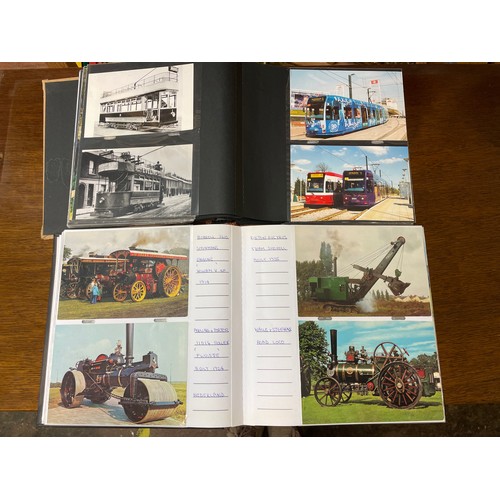 297 - TWO ALBUMS OF PICTURE POSTCARDS OF TRAMS AND STEAM TRACTION ENGINES