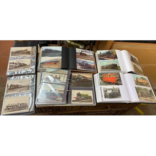 298 - FIVE ALBUMS OF PICTURE POSTCARDS RELATING TO LOCOMOTIVES AND OTHERS RELATING TO RAILWAYS