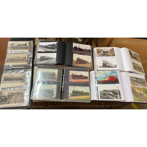 298 - FIVE ALBUMS OF PICTURE POSTCARDS RELATING TO LOCOMOTIVES AND OTHERS RELATING TO RAILWAYS