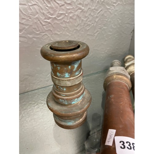 338 - COPPER AND BRASS FIRE HOSE NOZZLES