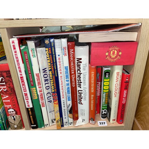 446 - PIGEON HOLE OF HARD BACK BOOKS ON FOOTBALL MANCHESTER UNITED FC