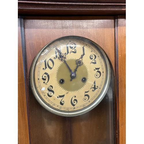 496 - LATE 19TH CENTURY WALNUT CASED VIENNA STYLE PENDULUM WALL CLOCK