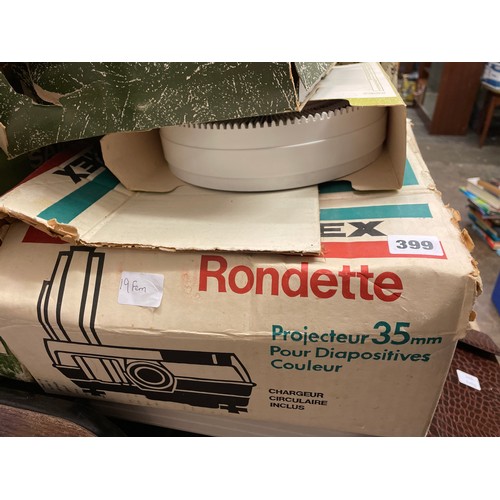 399 - HANIMEX RONDETTE SLIDE PROJECTOR AND CAROUSEL MAGAZINES