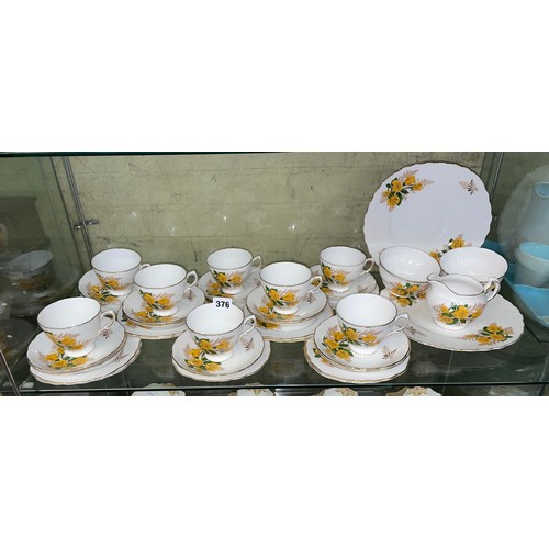 376 - CROWN ROYAL YELLOW ROSE TEA SET