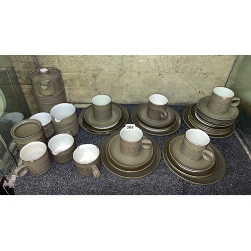 384 - DARK GREEN STUDIO POTTERY COFFEE SERVICE